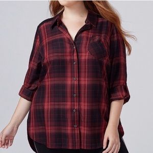 Lane Bryant Red Black Lace and Plaid Flannel 18/20